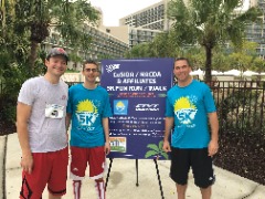 Ryan Davis (Missouri Valley Conference), Jeremy Rosenthal (Indiana) and Chris Mitchell prior to the 2017 CoSIDA/NACDA 5K Fun Run/Walk in Orlando.